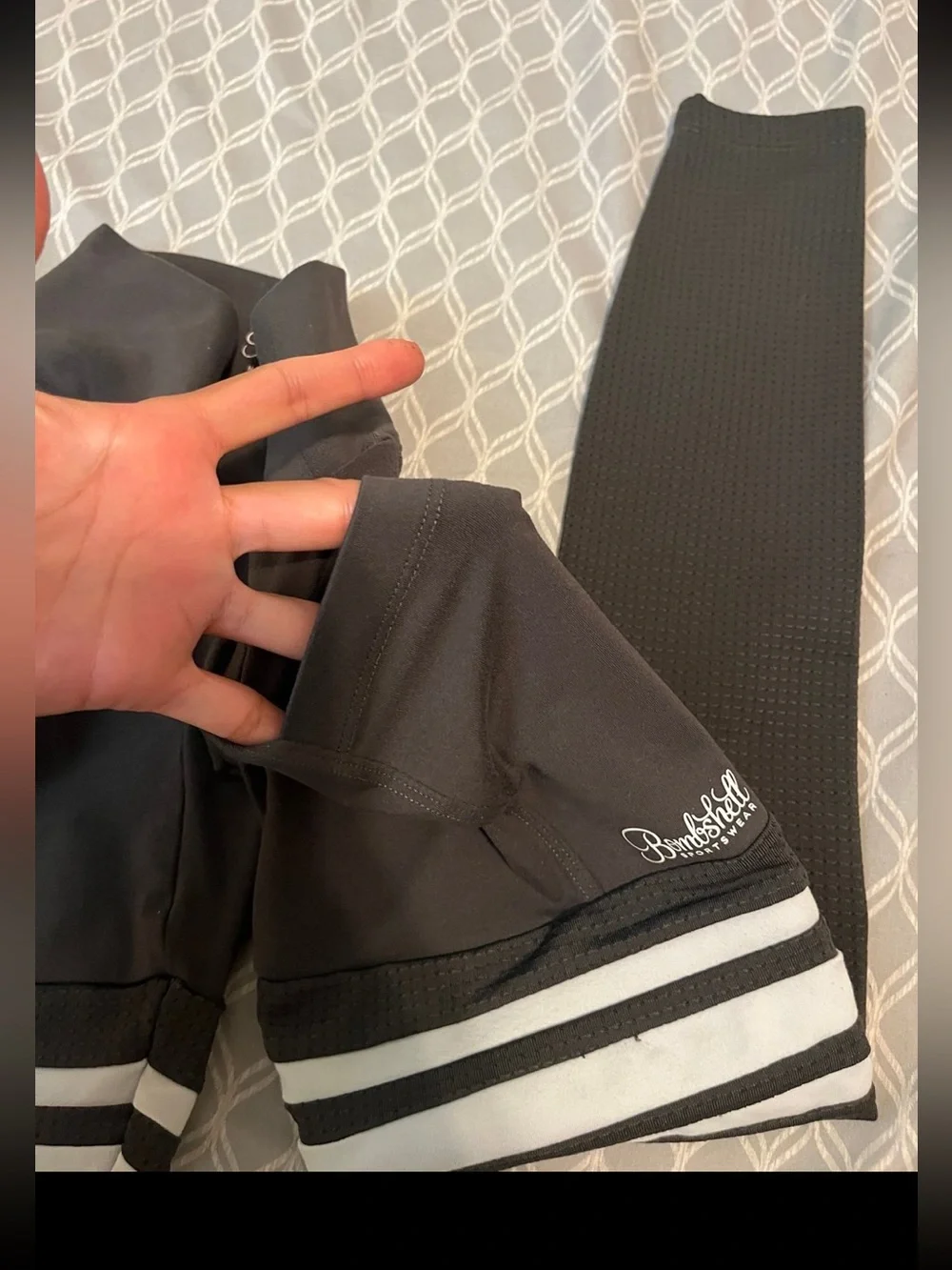 Bombshell Sportswear Dark Green Striped Leggings